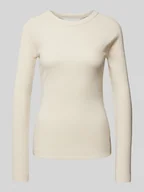 Bluzki damskie - Bluzka o kroju slim fit z długim rękawem i efektem prążkowania - miniaturka - grafika 1