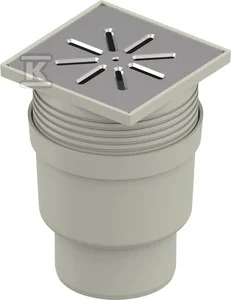 Wpust punktowy/piwniczny/podłogowy Aqua Ambient Standard d110mm, odpływ pionowy, kratka nierdzewna 150x150mm - Odwodnienia, kanały i akcesoria - miniaturka - grafika 1
