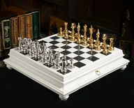 Gry planszowe - Ekskluzywne szachy Arabescato 47×47 cm z marmurową szufladą - miniaturka - grafika 1