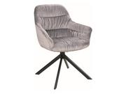 Krzesła - Krzesło tapicerowane ASTORIA II VELVET szare/czarne obrotowe - miniaturka - grafika 1