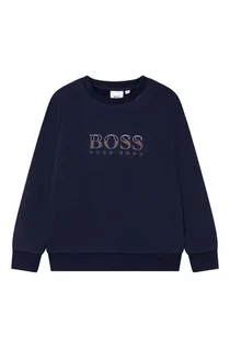 Bluzy damskie - BOSS Bluza dziecięca kolor granatowy z nadrukiem - grafika 1