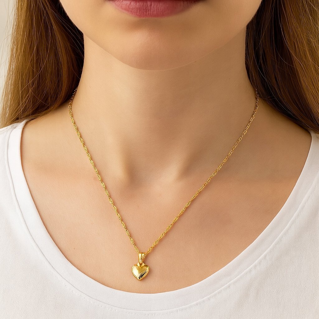 POZŁACANY NASZYJNIK SERDUSZKO ZE STALI CHIRURGICZNEJ, DLA CÓRKI NA PREZENT