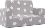 Łóżka dla dzieci i młodzieży - 2-os. kanapa dla dzieci, jasnoszara w gwiazdki, miękki plusz - miniaturka - grafika 1