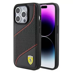 Ferrari FEHCP15LPWAK iPhone 15 Pro 6.1" czarny/black hardcase Perforated Waves Metal Logo - Etui i futerały do telefonów - miniaturka - grafika 1