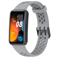 Akcesoria do smartwatchy - Opaska pasek perforowany Vanfone do Huawei Band 8/9, szary - miniaturka - grafika 1