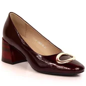 Czółenka - Czółenka lakierowane na obcasie bordowe Vinceza 10930 czerwone - miniaturka - grafika 1