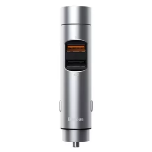 Baseus Transmiter FM Energy Column, Bluetooth 5.0, 2x USB, 3.1A (srebrny) - Transmitery FM - miniaturka - grafika 1