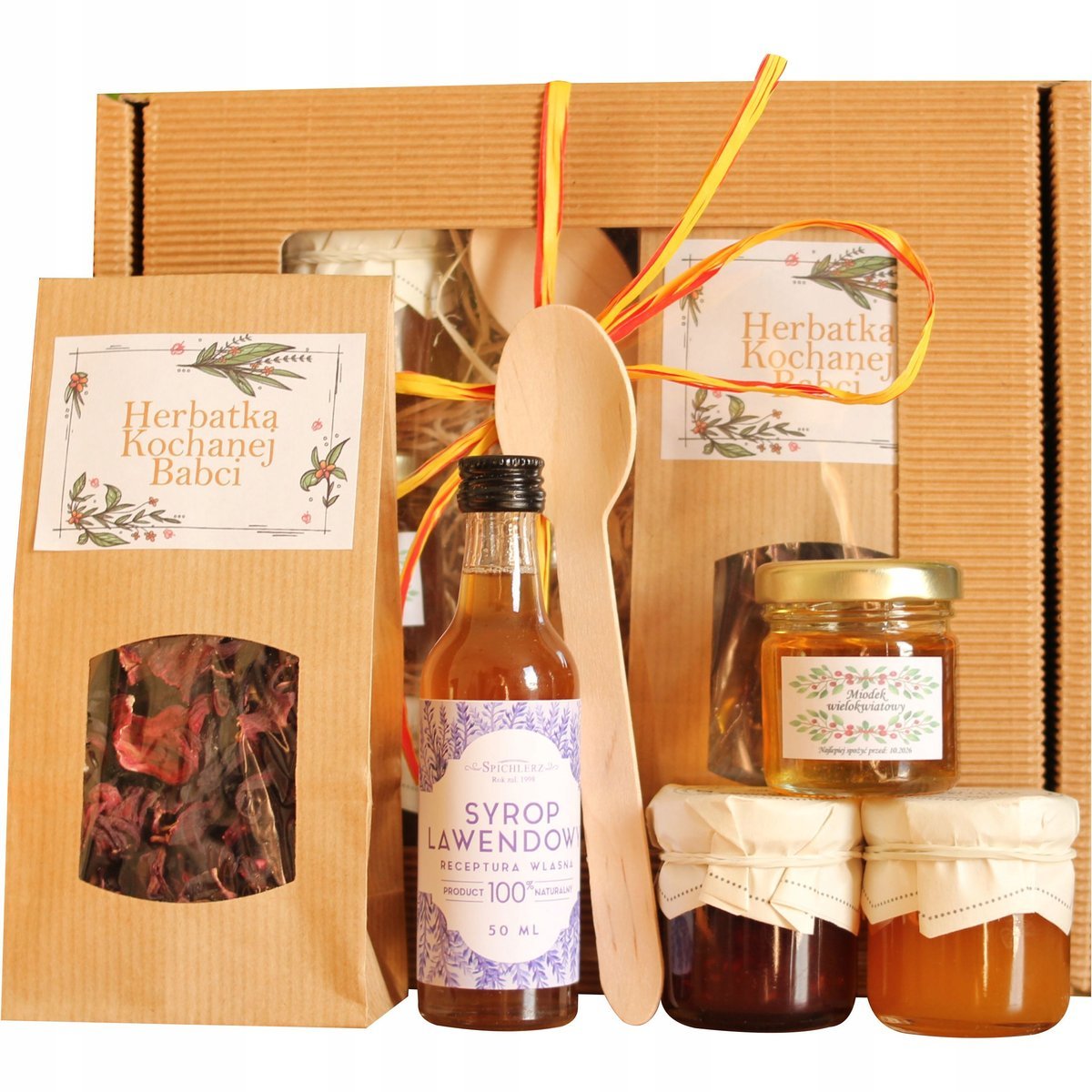 Prezent dla babci i dziadka na 70 80 90 urodziny imieniny zestaw box miód