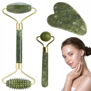 MASAŻER DO TWARZY Z JADEITU ZESTAW ROLLER WAŁEK - Masażery - miniaturka - grafika 1