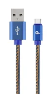 Kable komputerowe i do monitorów - Kabel USB 2.0 - typ C (AM/CM) 1m oplot tekstylny złącze kątowe Gembird - miniaturka - grafika 1