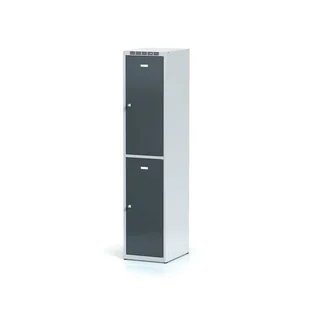 Alfa 3 Metalowa szafka ubraniowa 2-drzwiowa, drzwi antracytowe, zamek cylindryczny 1261726 - Szafki BHP - miniaturka - grafika 1