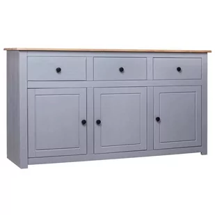 vidaXL Szafka, szara, 135x40x80 cm, lite drewno sosnowe, seria Panama vidaXL - Szafki do salonu - miniaturka - grafika 1