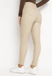 Beżowe Modelujące Spodnie Skinny z Kieszeniami Envoi - Spodnie damskie - miniaturka - grafika 1