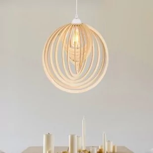 Nave Drewniana lampa wisząca Armella kulista do sypialni skandynawska - Lampy sufitowe - miniaturka - grafika 1