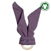 Chusty do noszenia dzieci - Hi Little One - Przytulanka Z Organicznej Bio Bawełny Gots Z Gryzakiem Sleepy Bunny Cozy Muslin With Wood Teether 2In Lavender - miniaturka - grafika 1