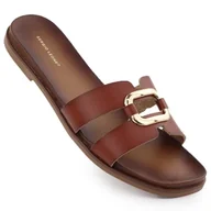 Klapki i japonki damskie - Klapki damskie z ozdobą brązowe Sergio Leone SK077H - miniaturka - grafika 1