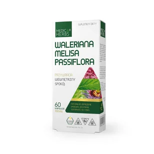 MEDICA HERBS Waleriana Melisa Passiflora 450mg 60 Kapsułek - Suplementy naturalne - miniaturka - grafika 1