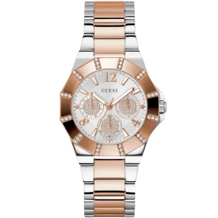Zegarek Różowozłoty zegarek damski Guess Sunray z kryształkami GW0616L3 - Zegarki damskie - miniaturka - grafika 1