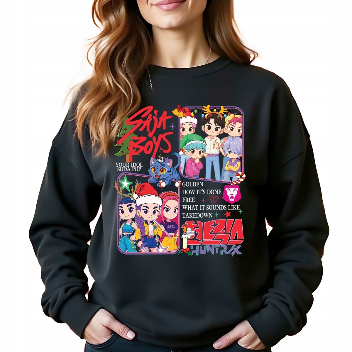Bluza CZARNA Damska YOUR IDOL CHRISTMAS HUNTRIX Prezent Święta Mikołajki M