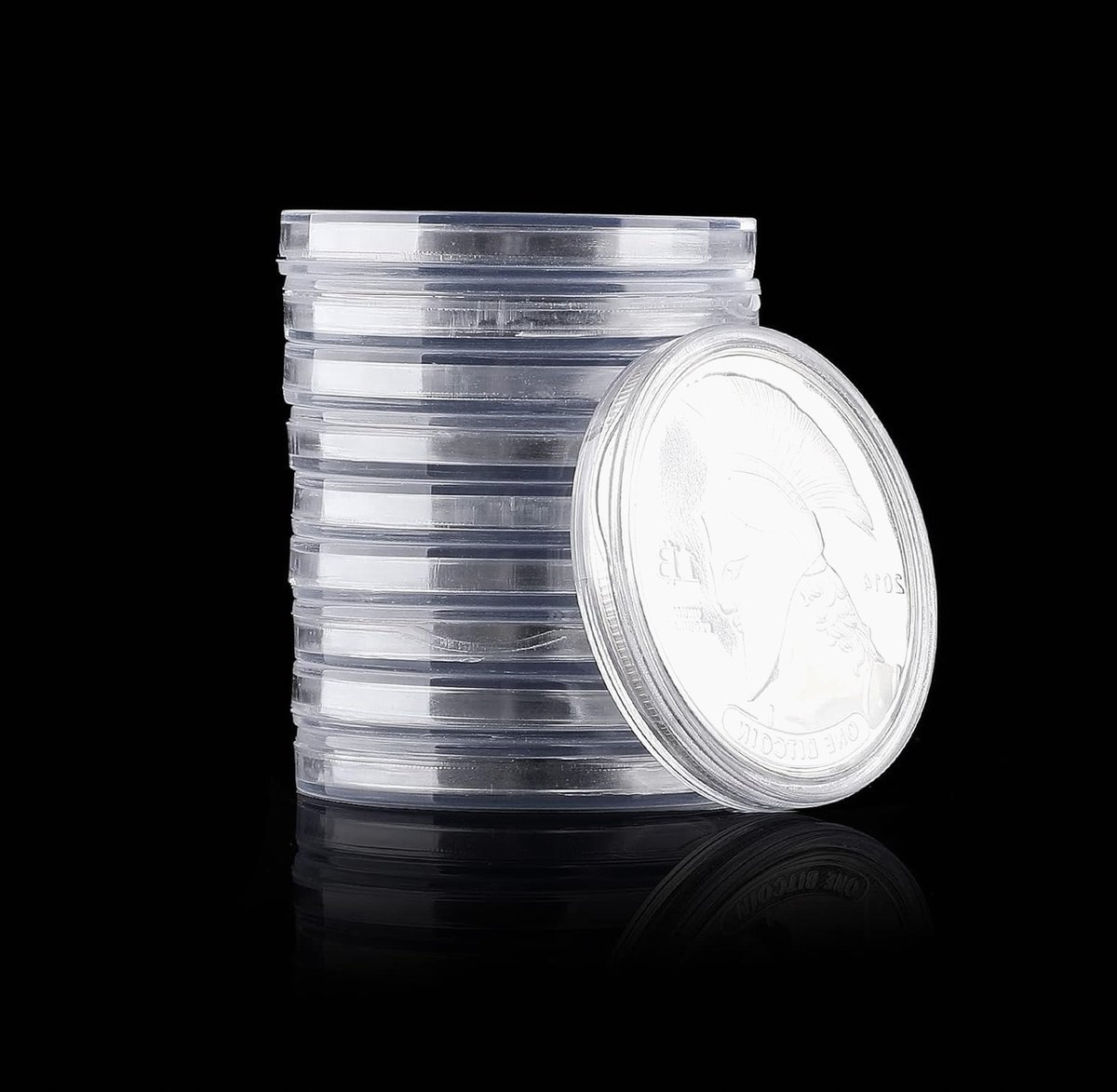 KAPSUŁKI NA MONETY 12 SZTUK UCHWYTY ETUI PLASTIKOWE PRZEZROCZYSTE ETUI