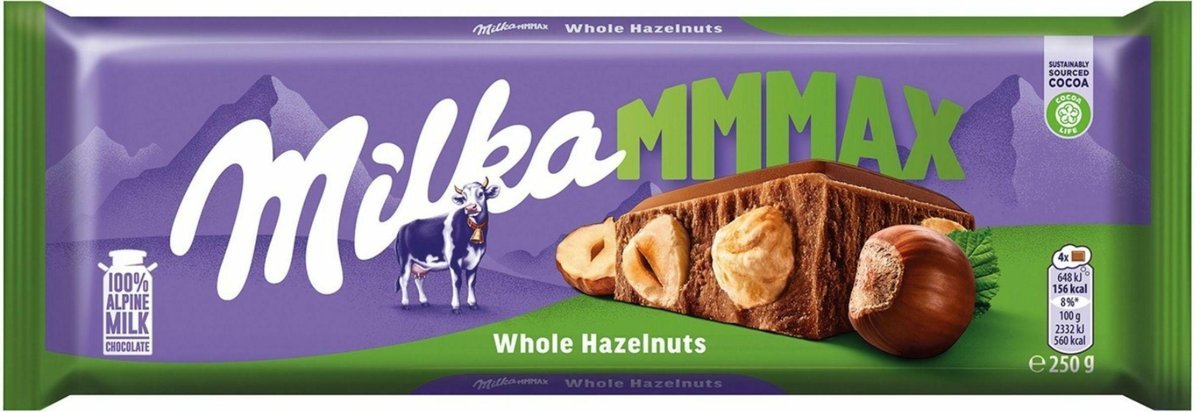 MILKA CZEKOLADA 250G WHOLE HAZELNUTS