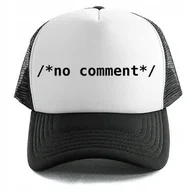 Czapki i chusty sportowe męskie - Czapka z Daszkiem NO COMMENT Dla Programisty Informatyka Wzory Biało Czarna - miniaturka - grafika 1