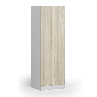 Szafka ubraniowa, 2-drzwiowa, 1850 x 600 x 500 mm, zamek cylindryczny, drzwi laminowane, dąb naturalny - Szafki BHP - miniaturka - grafika 1