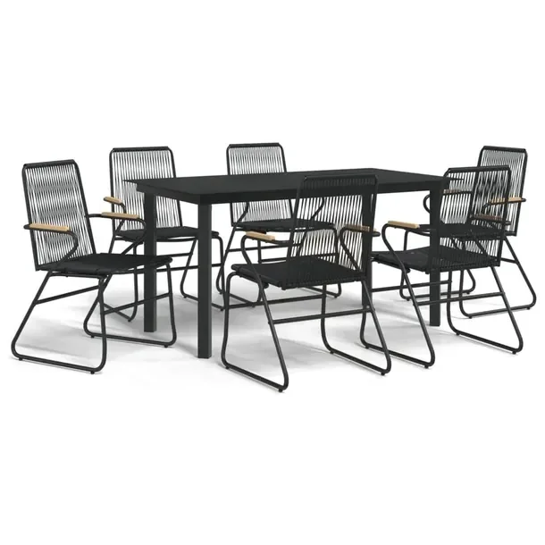 Zestaw Mebli Ogrodowych z Rattanu PVC i Stali, Czarne, Krzesło 59x58x85,5c