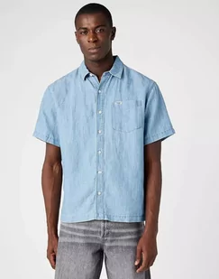 Wrangler Ss 1 Pkt Shirt Męska Koszula Jeansowa Light Hemp W5E3Bnh97-L - Koszule męskie - miniaturka - grafika 1