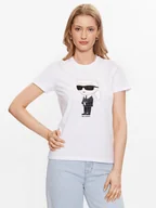 Koszulki i topy damskie - KARL LAGERFELD T-Shirt Ikonik 2.0 Karl 230W1700 Biały Regular Fit - miniaturka - grafika 1