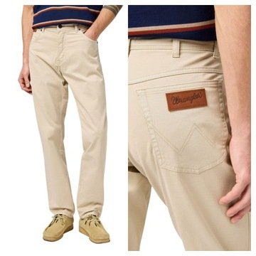 Spodnie Męskie Wrangler Texas Slim Beżowe Jeansy Casual Klasyczne W34 L32