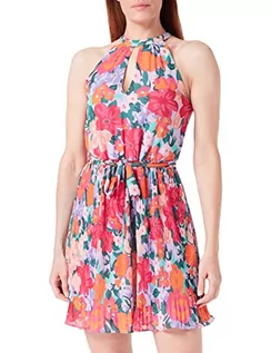 Sukienki - Vila Damska sukienka Vijuliette Plisse Short Dress/Bm/Dc, Pink Yarrow/Print: joh, 36 - grafika 1