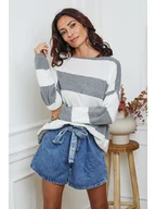 Swetry damskie - So Cachemire Sweter "Epi" w kolorze biało-szarym - miniaturka - grafika 1