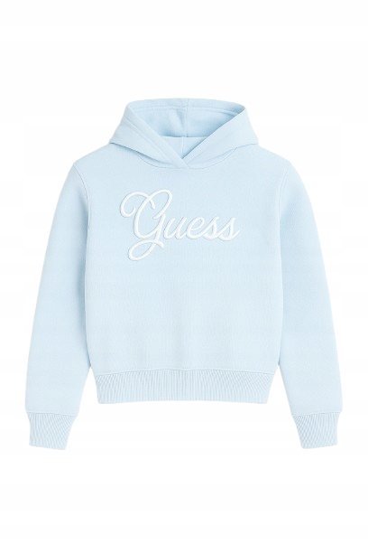 GUESS BLUZA DZIECIĘCA Z KAPTUREM ZHAFTOWANE LOGO BŁĘKITNA 88-94 GMA