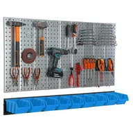 Pozostałe wyposażenie warsztatu - Metalowa tablica narzędziowa uchwyty 9 kuwet - miniaturka - grafika 1