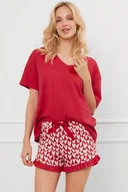 Piżamy damskie - Piżama Italian Fashion Evora kr.r. kr.sp. c.czerwony/druk - miniaturka - grafika 1