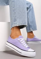 Trampki damskie - Jasnofioletowe Krótkie Trampki Sznurowane Rosasnowa - miniaturka - grafika 1