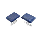 Spinki do mankietów i krawatów - Srebrne spinki do mankietów Dumortieryt prostokątny (S1280) Srebro [925] - miniaturka - grafika 1