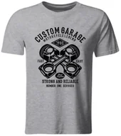 Koszulki męskie - Koszulka Custom Garage, Prezent dla Motocyklisty, szara, roz. XXL - miniaturka - grafika 1