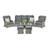 Meble ogrodowe - Zestaw technorattanowy TRIVENTO 3 + PUFY Melange - miniaturka - grafika 1