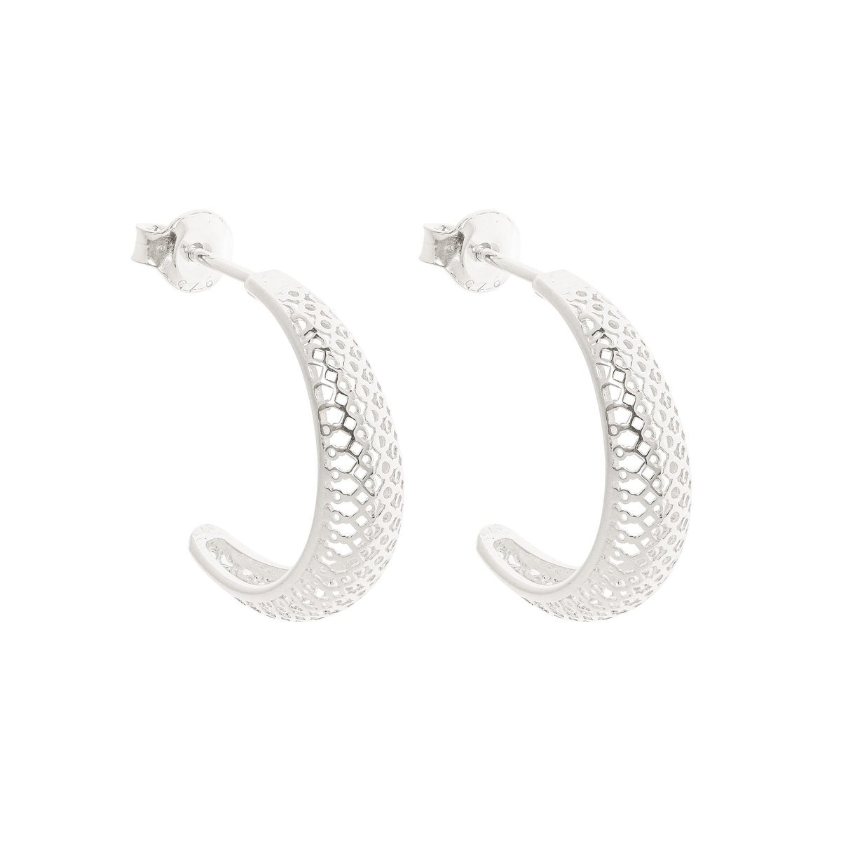 Srebrne kolczyki ażurowe półkola
