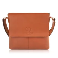 Torebki damskie - LISTONOSZKA SKÓRZANA KONIAKOWA TOREBKA DAMSKA NA RAMIĘ PAOLO PERUZZI E-28-CG - miniaturka - grafika 1