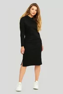 Sukienki - Czarna, dzianinowa sukienka z kapturem - Greenpoint - miniaturka - grafika 1