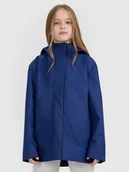 Kurtki i płaszcze dla dziewczynek - 4F Kurtka przejściowa przeciwdeszczowa z gumową powłoką dziecięca - granatowa 122 (6-7 lat) - miniaturka - grafika 1