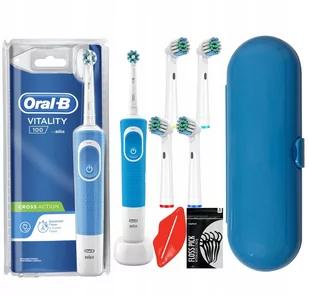 Zestaw Oral-B Vitality 100 Niebieska + Zam. "Piątka" + Zam. Etui "O" Niebieskie - Szczoteczki do zębów - miniaturka - grafika 1