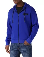 Bluzy męskie - Armani Exchange Męska bluza z kapturem Cross Gender, zamek błyskawiczny, naszywka z logo bocznego, niebieski, M - miniaturka - grafika 1