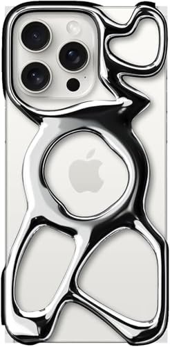 Angry miao Emptiness etui na telefon iPhone 16 Pro, kompatybilne z MagSafe, lekkie 22 g, rozpraszające ciepło, duża ochrona, błyszczące srebrne
