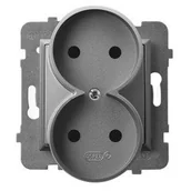 Gniazdka elektryczne - Ospel Gniazdo podwójne bez uziemienia Szary mat Aria - GP-2UR/m/70 - miniaturka - grafika 1