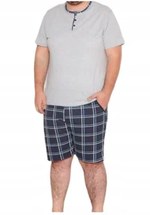 Piżama męska duży rozmiar krótki rękaw i szorty szary melanż 6XL - Piżamy damskie - miniaturka - grafika 1