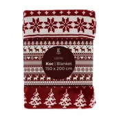 Koce - KOC 150x200 Scandimas czerwony świąteczny renifery - miniaturka - grafika 1